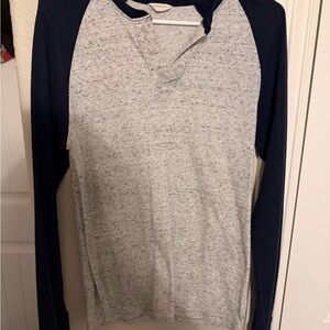 Aeropostale Navy and Grey Henley Shirt